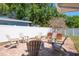 Inviting backyard with a fire pit, chairs, hot tub, and a well-kept lawn with privacy fencing at 1828 Stancel Dr, Clearwater, FL 33764