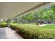 A treelined parking lot view from under the building's overhang at 36750 Us 19 N # 08102, Palm Harbor, FL 34684