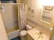 Compact bathroom with shower, toilet, and vanity at 5546 Benton St, Zephyrhills, FL 33542