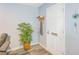 Inviting entryway featuring light gray walls, wood-look floors, and decorative accents at 8066 Brentwood Rd, Seminole, FL 33777