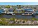 Aerial view of homes with waterfront access, docks, and serene canal views at 12821 5Th Isle, Hudson, FL 34667
