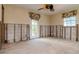 This bedroom needs repair but has a door that leads to the outside at 201 S Treasure E Dr, Tampa, FL 33609