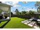 Expansive backyard with lush artificial turf, outdoor seating, and well-maintained landscaping at 4036 56Th N Ave, St Petersburg, FL 33714