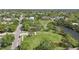 Wide aerial perspective of a neighborhood with a public park, river and tree-lined streets at 515 34Th Ne Ave, St Petersburg, FL 33704