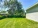Large, green backyard featuring lush lawn and privacy hedges along the perimeter fence at 6002 Churchside Dr, Lithia, FL 33547