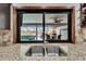 Kitchen sink with a view of the pool and backyard at 6614 Blackfin Way, Apollo Beach, FL 33572