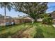 Expansive backyard with mature trees, stepping stones and lush green lawn at 1031 Ridge View Ln, Palm Harbor, FL 34683