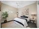 Inviting bedroom with a cozy rug, side table, and stylish decor at 19005 Cour Ests, Lutz, FL 33558