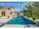 Backyard pool enclosed in a screened patio area, offering the perfect spot for outdoor relaxation and enjoyment at 19005 Cour Ests, Lutz, FL 33558