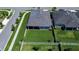 Aerial view of the home showcasing well-maintained landscaping and proximity to neighborhood streets at 31452 Cabana Rye Ave, San Antonio, FL 33576
