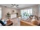 Inviting living room with comfortable seating, stylish decor, and sliding glass doors leading to a private balcony at 1398 Shady Pine Way # H2, Tarpon Springs, FL 34688