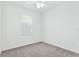 Bright bedroom with neutral carpet, large window and ceiling fan, offering a serene and comfortable space at 14180 Samoa Hill Ct, Riverview, FL 33569