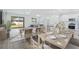 Open-concept living and dining area featuring wood floors, modern decor, and lots of natural light at 14180 Samoa Hill Ct, Riverview, FL 33569