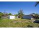 Fenced-in backyard with storage sheds showing the lawn and surrounding trees at 4601 71St N Ave, Pinellas Park, FL 33781