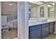 Bathroom featuring gray cabinets, a white square sink, and lots of storage at 1093 Muirfield Ct, Tarpon Springs, FL 34688