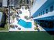 Aerial shot of the swimming pool and the common area at 7200 Sunshine Skyway S Ln # 16G, St Petersburg, FL 33711