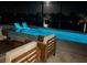 Inviting private pool with illuminated lounge chairs, perfect for evening relaxation at 9514 Snapper Cir, Port Charlotte, FL 33981