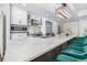 Bright kitchen with stainless appliances, white cabinetry, quartz counters and large island with seating at 1120 E Kennedy Blvd # 411, Tampa, FL 33602