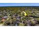 Beautiful aerial showcasing the home's prime location in a tree-filled neighborhood with convenient street access at 1439 Wetherington Way, Palm Harbor, FL 34683