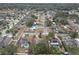 Drone eye view of a single Gathering home with well kept landscaping in a tree filled neighborhood at 1617 Cherokee Trl, Valrico, FL 33594