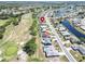 Aerial view of homes along a golf course and canal with pool, showcasing the desirable location and surroundings at 2007 E View Dr, Sun City Center, FL 33573