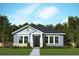 Charming single-story home featuring a stone accent and light blue painted siding at 28842 Hillcrest Valley Blvd, Wesley Chapel, FL 33543