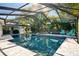 Enclosed screened-in pool area surrounded by lush trees offers a refreshing and private outdoor oasis at 3994 Belmoor Dr, Palm Harbor, FL 34685