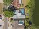 Overhead aerial shot of a property with a screened-in pool and lake access at 8024 Timberlane Dr, Tampa, FL 33615
