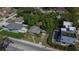 Aerial view showing a home with well-kept yard adjacent to modern homes with pools at 803 W Columbus Dr, Tampa, FL 33602