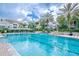 Community pool surrounded by palm trees and seating areas at 1304 High Hammock Dr # 106, Tampa, FL 33619