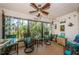 Bright Florida room with comfortable seating and views of tropical foliage at 2537 Royal Pines Cir # 19I, Clearwater, FL 33763