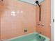 The bathroom has a green tub, pink tiles, and a black shower head at 3124 9Th N Ave, St Petersburg, FL 33713