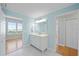 Bathroom with modern vanity, blue walls, and tile floors at 345 Bayshore Blvd # 1502, Tampa, FL 33606