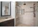 Elegant bathroom with glass shower, and granite countertop on the vanity at 3633 Cordgrass Dr, Valrico, FL 33596