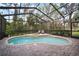 The kidney shaped pool has a raised spa and lounge seating; completely screened-in at 3633 Cordgrass Dr, Valrico, FL 33596