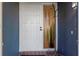 The home's front door is white and features a screen door at 6208 Imperial Ky, Tampa, FL 33615