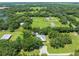 A tranquil, aerial view of the home surrounded by lush, mature trees with a long driveway at 9017 S County Line Rd, Lithia, FL 33547