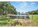 Backyard features a large above ground pool with deck, set in a lush green yard, perfect for summer fun at 9017 S County Line Rd, Lithia, FL 33547