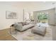 Modern living room featuring stylish furniture, decor, and scenic backyard views at 10818 Breaking Rocks Dr, Tampa, FL 33647
