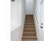 Staircase with wooden steps and white railing at 10818 Breaking Rocks Dr, Tampa, FL 33647