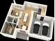 Open floor plan highlighting the layout of the living spaces, kitchen, and garage at 1215 E Broad St, Tampa, FL 33604