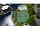 Aerial view of community amenities including a pool, tennis courts, and lush landscaping at 15203 W Pond Woods Dr, Tampa, FL 33618