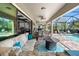 Spacious covered patio offers a seamless indoor-outdoor flow, connecting the living space to the pool area at 19412 Lonesome Pine Dr, Land O Lakes, FL 34638
