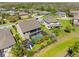 Beautiful backyard with screened in pool, mature trees, lush green grass and a playset at 19412 Lonesome Pine Dr, Land O Lakes, FL 34638