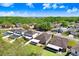 Aerial view showing a neighborhood with green trees and backyard swimming pools at 24941 Ravello St, Land O Lakes, FL 34639