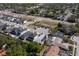 Bird's eye view of the backyard and the neighborhood, including a playground at 2516 Leafwing Ct, Palm Harbor, FL 34683