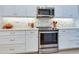 Well-equipped kitchen featuring stainless steel appliances and sleek white cabinetry at 2516 Leafwing Ct, Palm Harbor, FL 34683