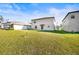 Backyard featuring a freshly cut lawn that extends from the patio and house at 36365 Flats St, Zephyrhills, FL 33541