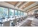 Elegant dining room with large windows and modern lighting offering a sophisticated dining experience at 36750 Us 19 N # 2763, Palm Harbor, FL 34684