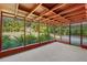 A covered outdoor patio with lush plants and an open design to enjoy the yard at 8136 Honeybee Ln, Tampa, FL 33635